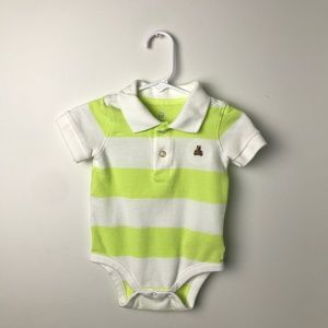 Baby Gap Polo Shirt Onesie Lime and White 6-12 Mo.